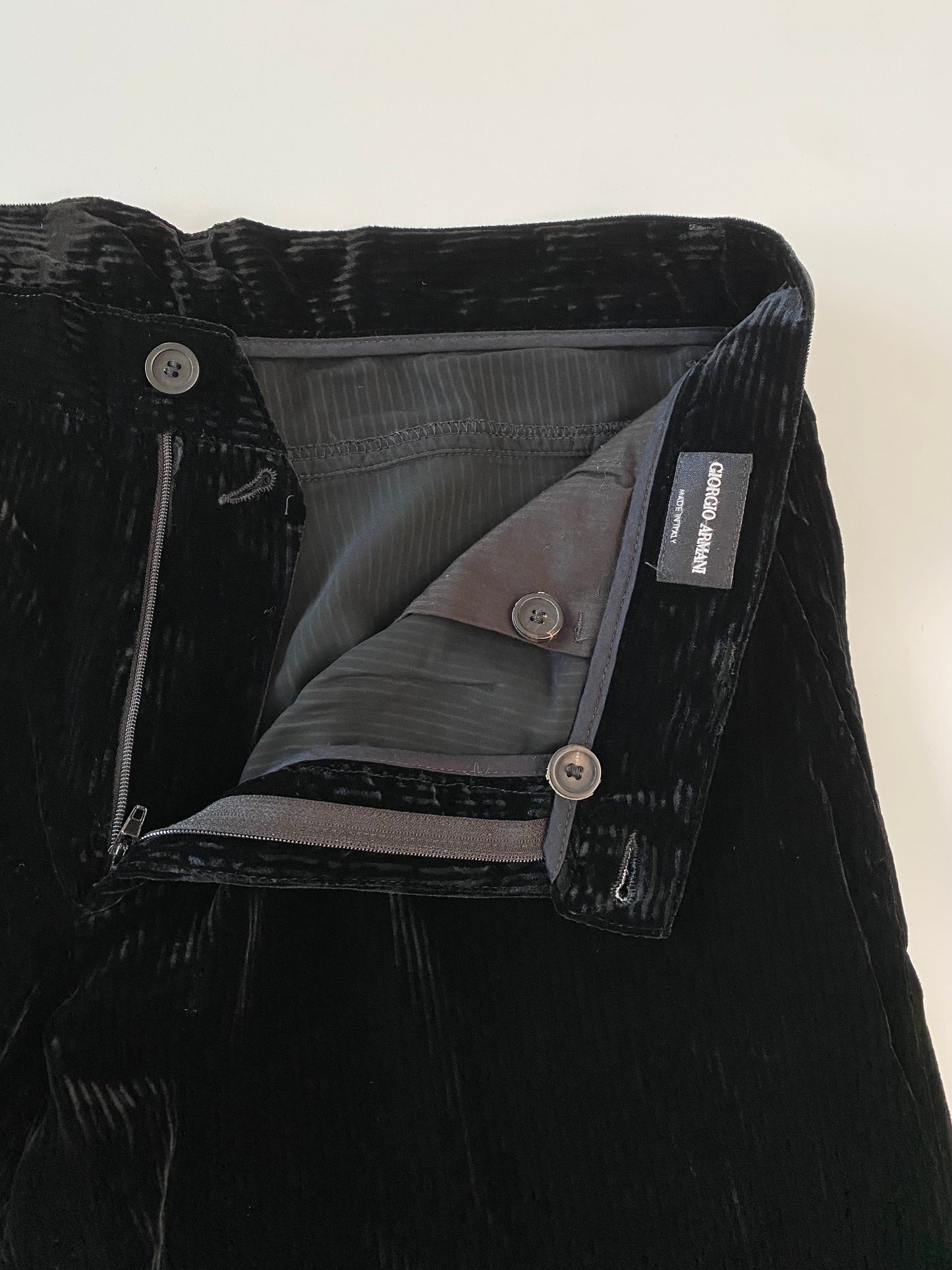 Giorgio Armani 1980 Wide Leg Black Velvet Trousers