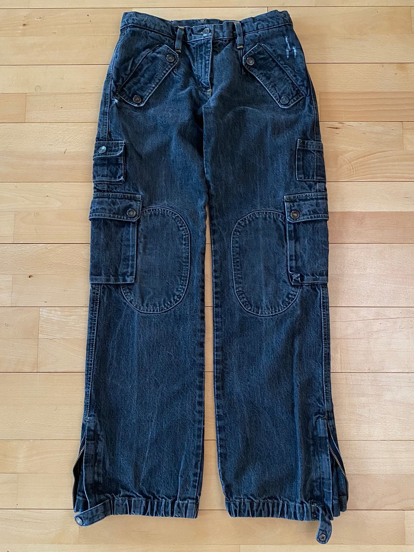 Dolce Gabbana 2003 Denim Parachute Cargo Pants