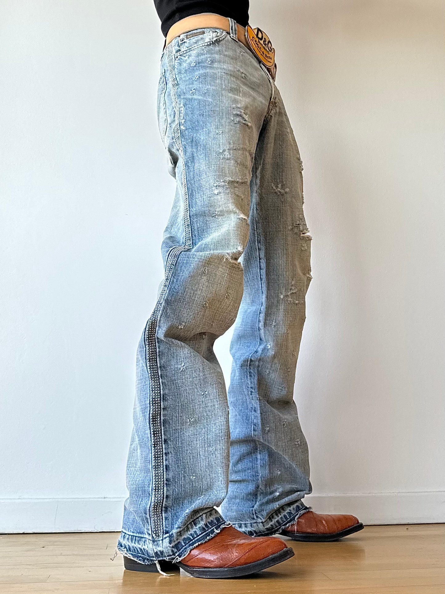 Dolce Gabbana Spring/Summer 2005 Rockstar Studs Destroy Denim Jeans