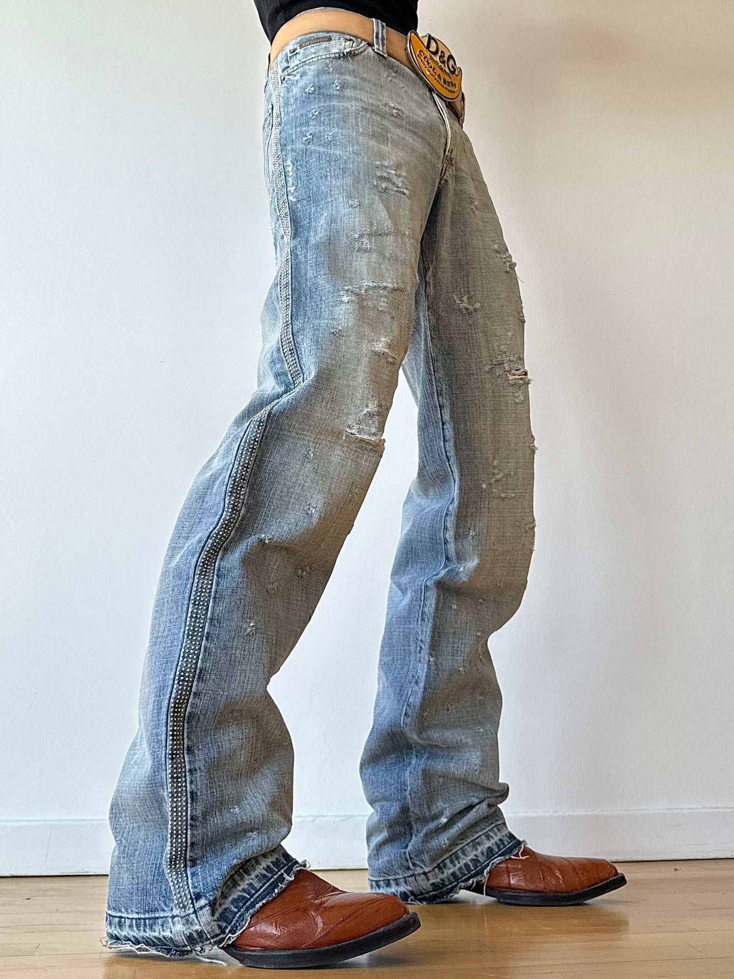 Dolce Gabbana Spring/Summer 2005 Rockstar Studs Destroy Denim Jeans