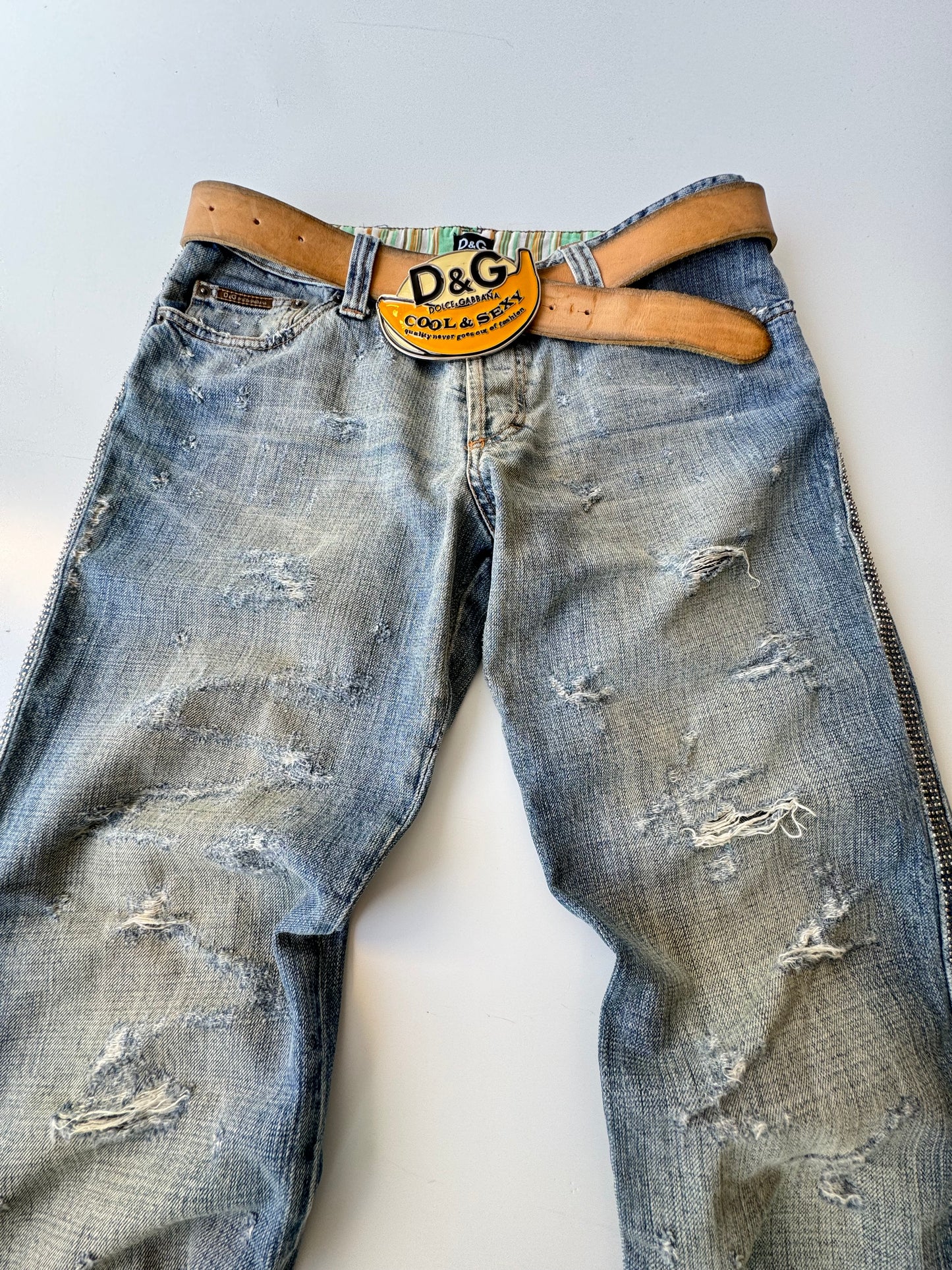 Dolce Gabbana Spring/Summer 2005 Rockstar Studs Destroy Denim Jeans