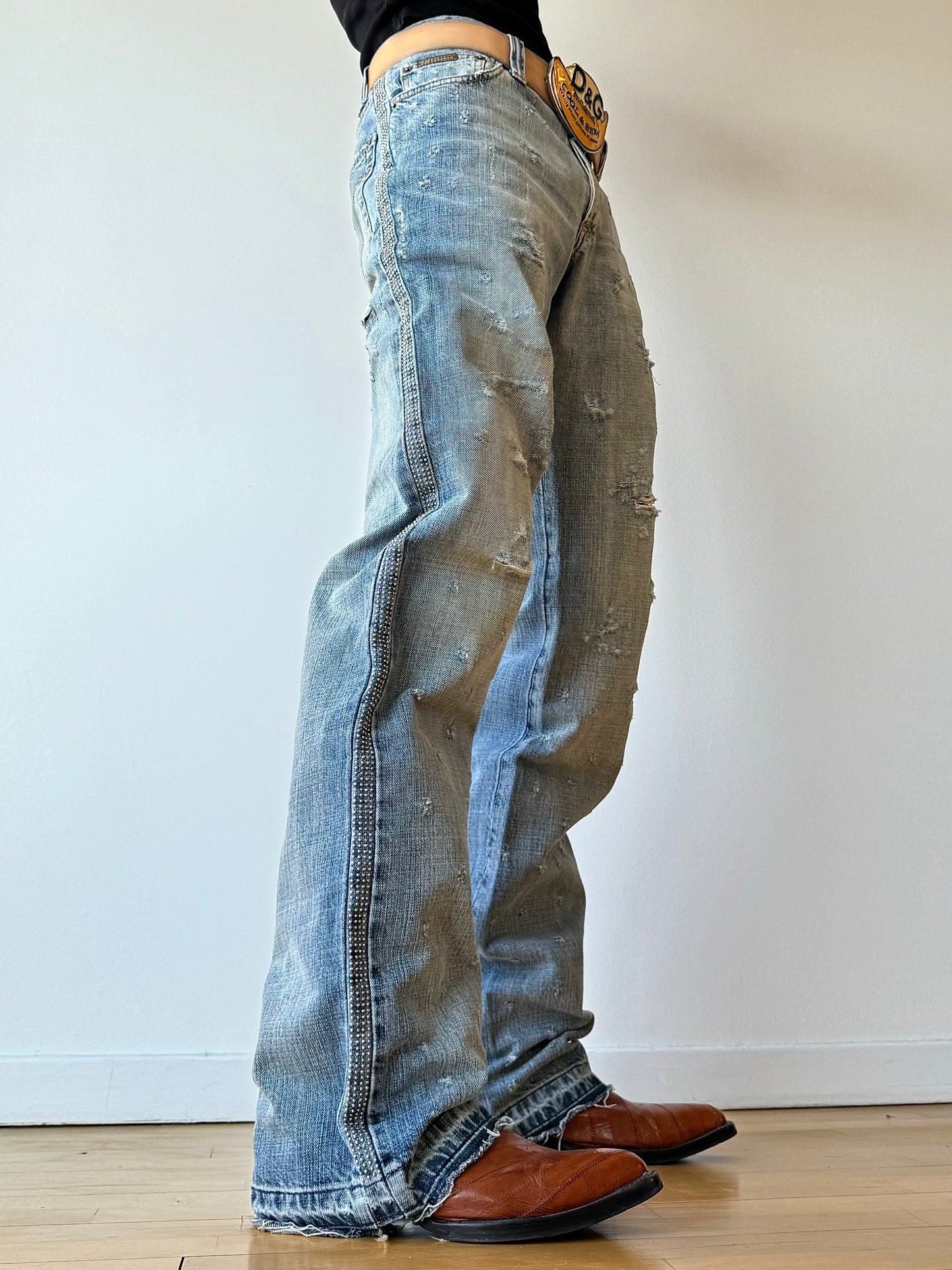 Dolce Gabbana Spring/Summer 2005 Rockstar Studs Destroy Denim Jeans