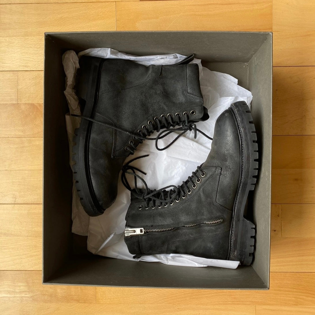 Rick Owens Ankle Suede Combat Boots