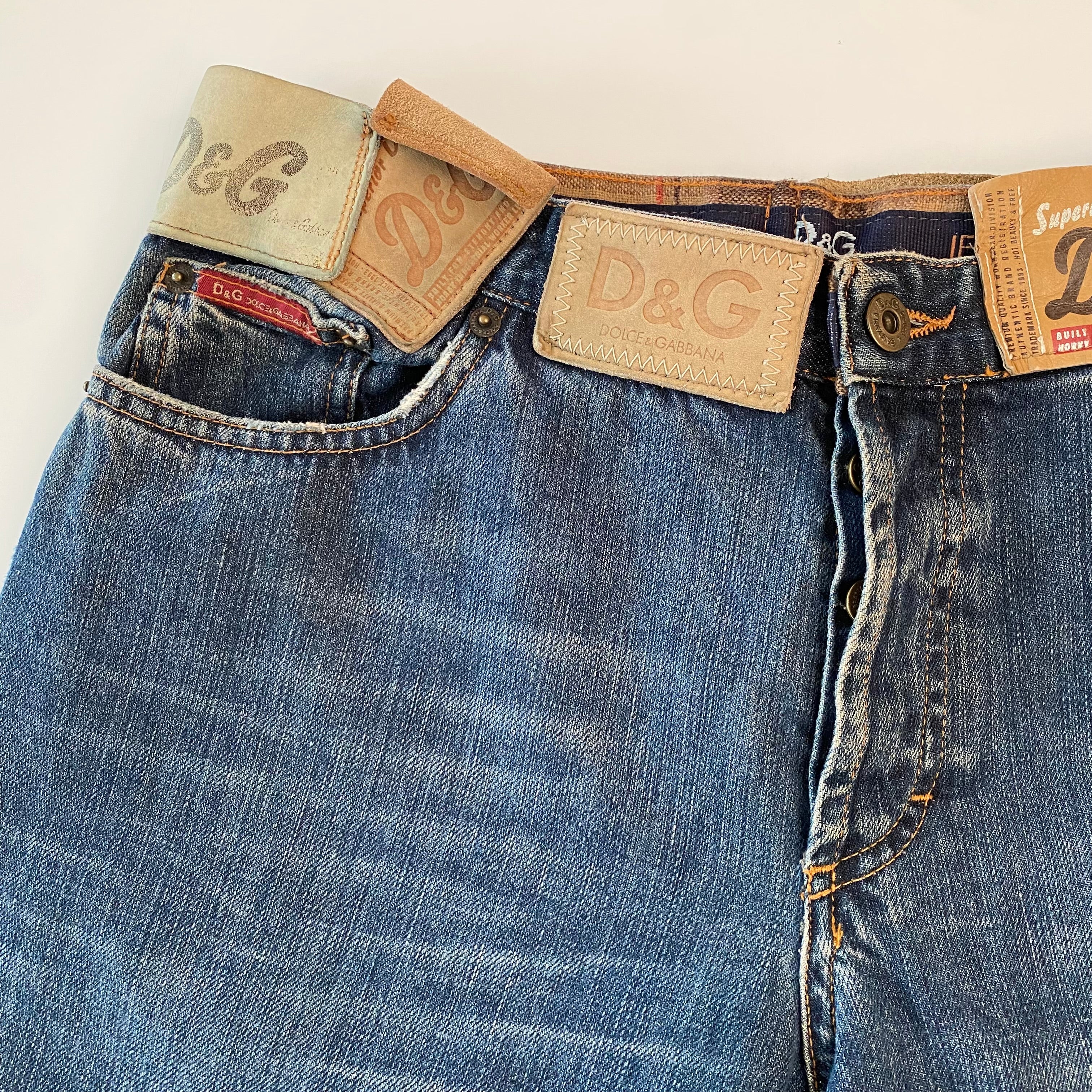 Dolce Gabbana 2003 Multi Leather Tag Denim Jeans – Obsidian