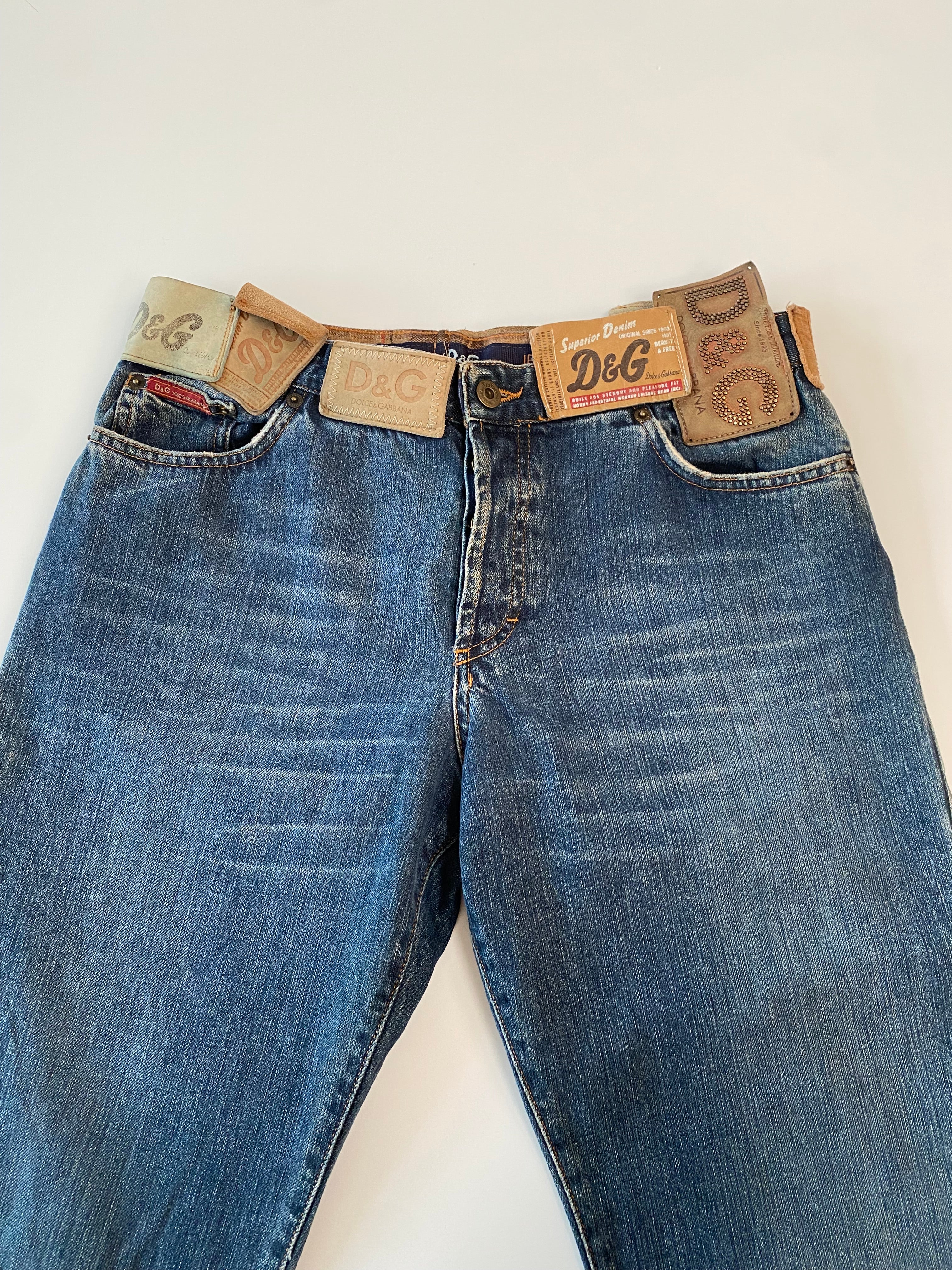 Dolce Gabbana 2003 Multi Leather Tag Denim Jeans – Obsidian