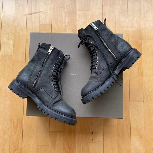 Rick Owens Ankle Suede Combat Boots