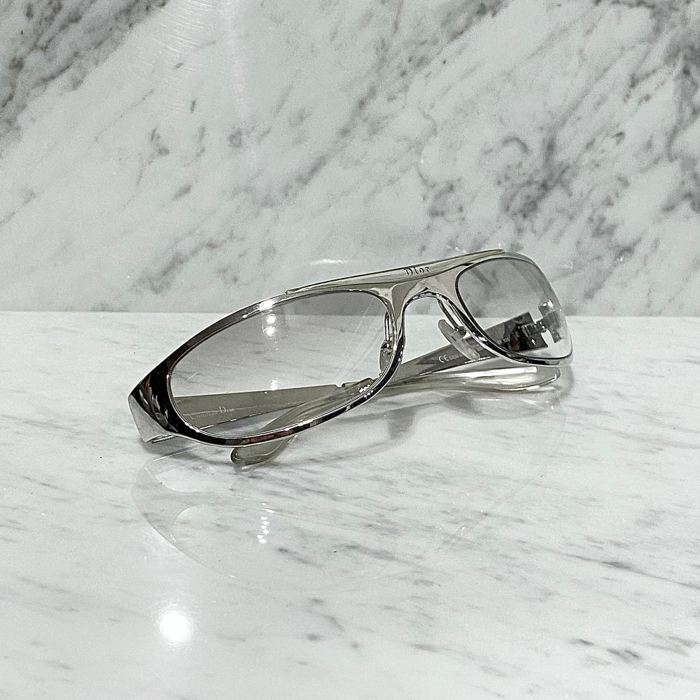 Dior 2000 « Safety » Silver Clear Gradient Sunglasses