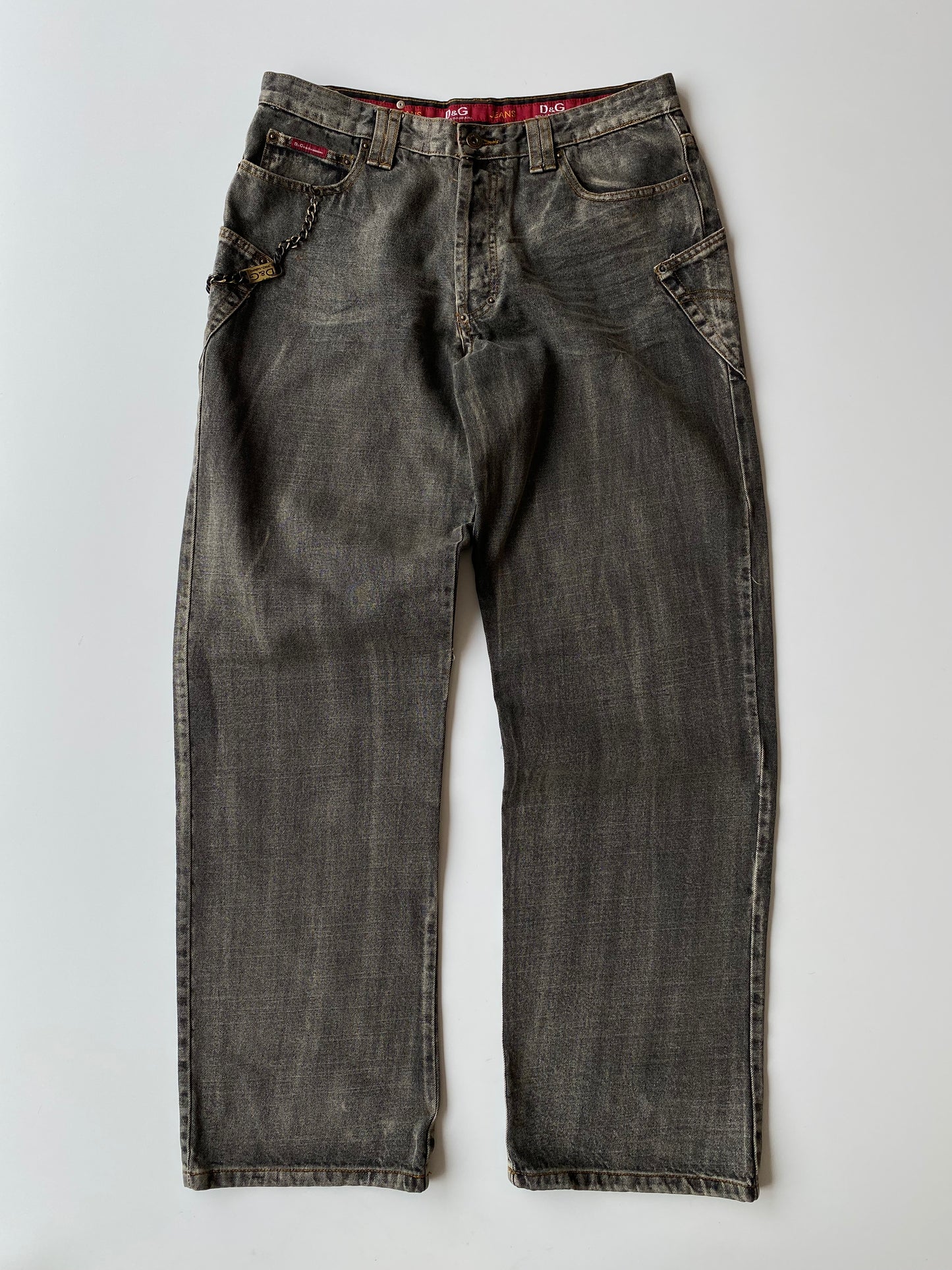 Dolce & Gabbana 2003-2004 Baggy Charcoal Denim Jeans