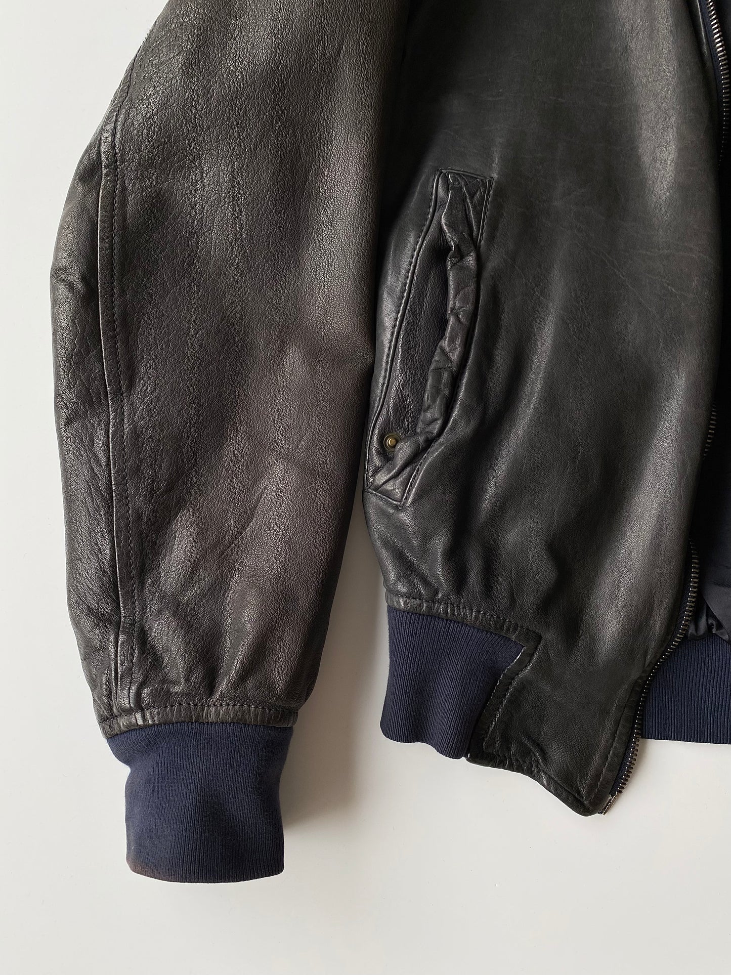 Dolce & Gabbana 2003 Aged Leather Bomber Jacket