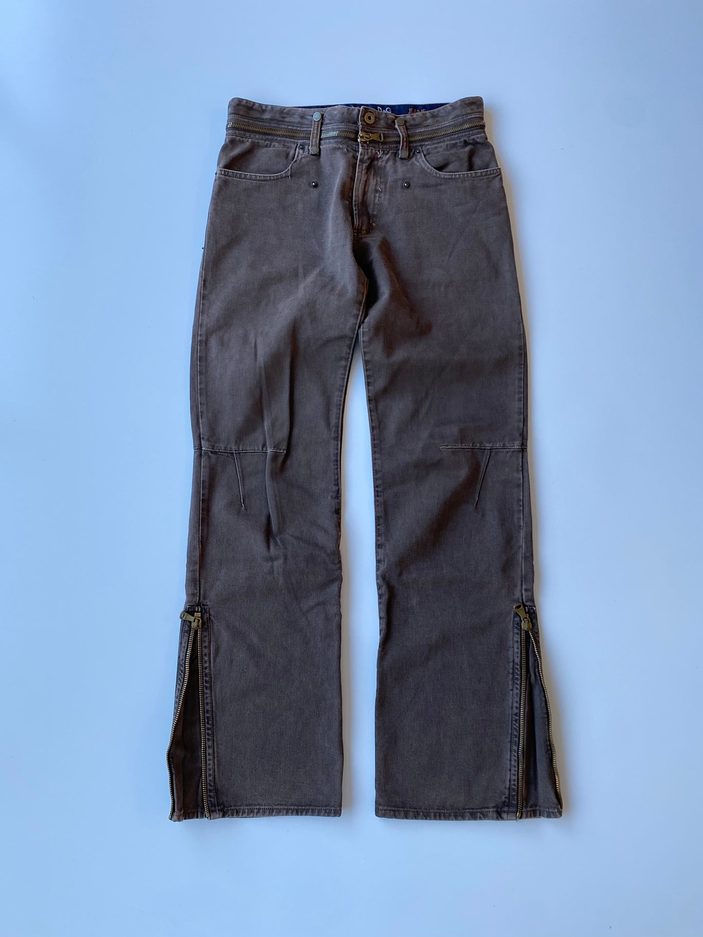 Dolce & Gabbana A/W 2003 Waist Zipper Flared Denim Jeans